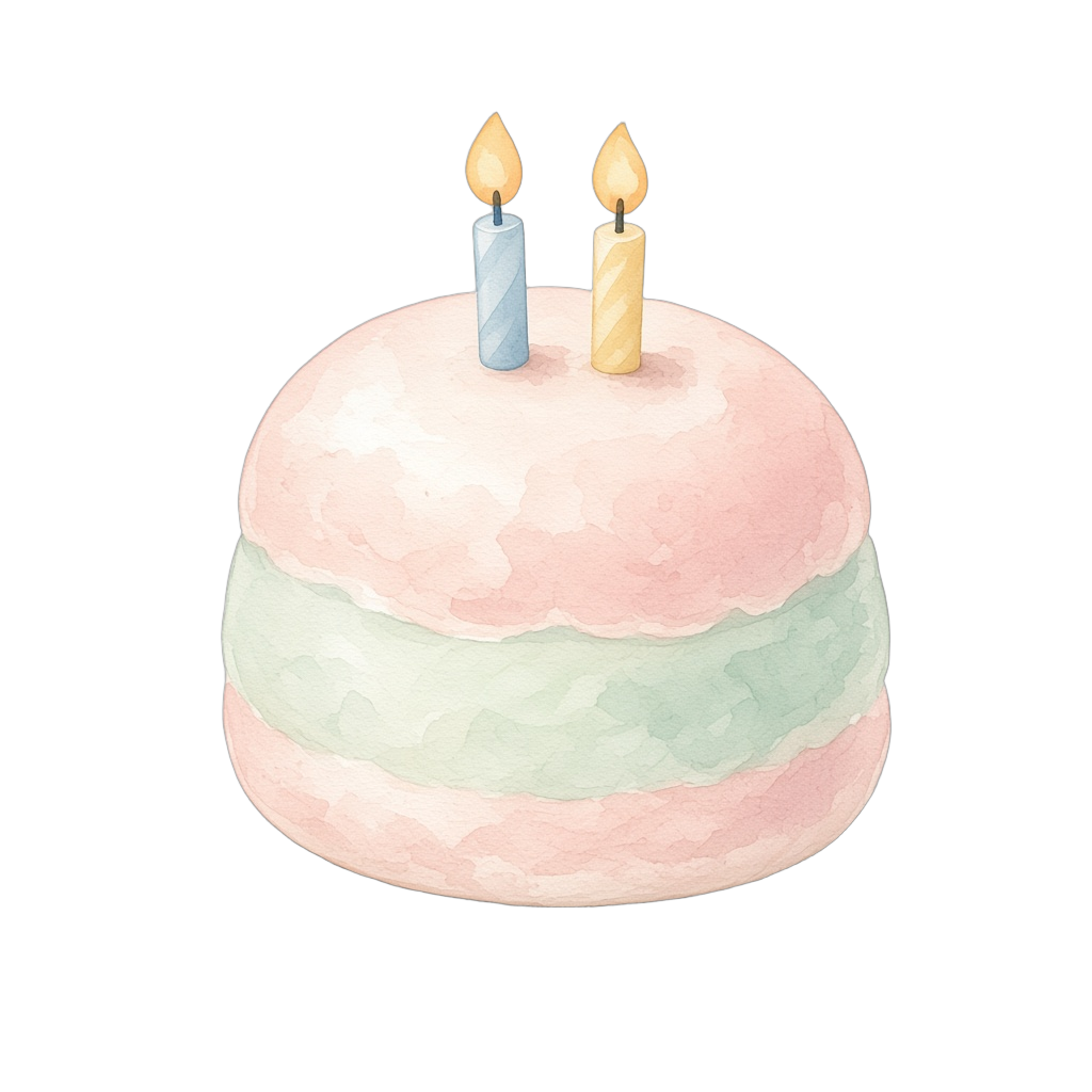 水彩のおたんじょうびケーキ