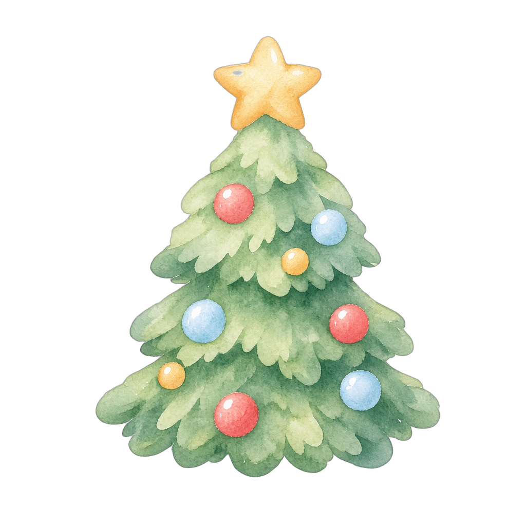水彩のクリスマスツリー