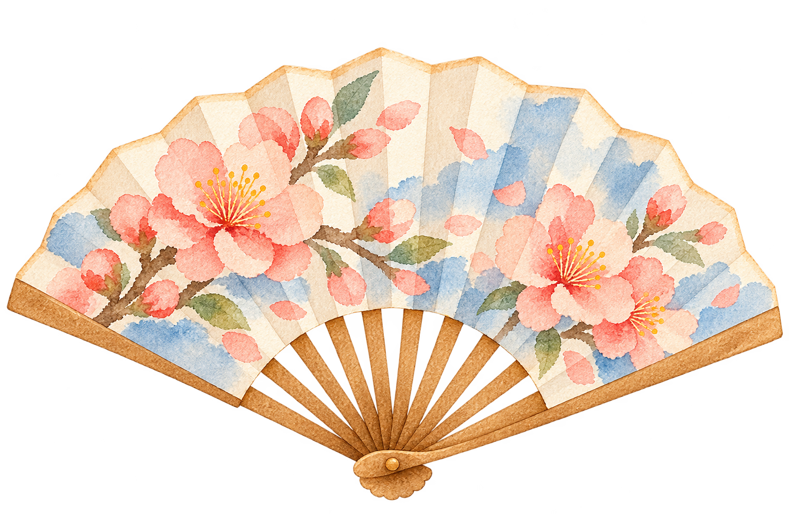 水彩の扇