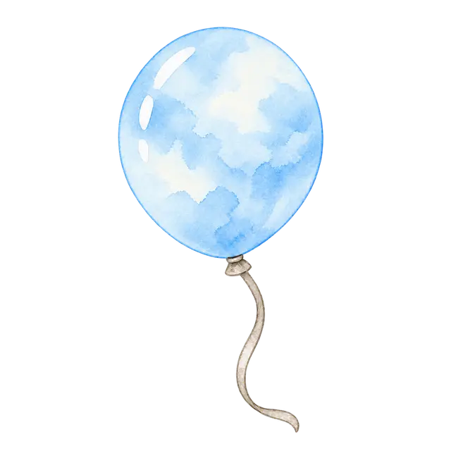 水彩の風船（あお）