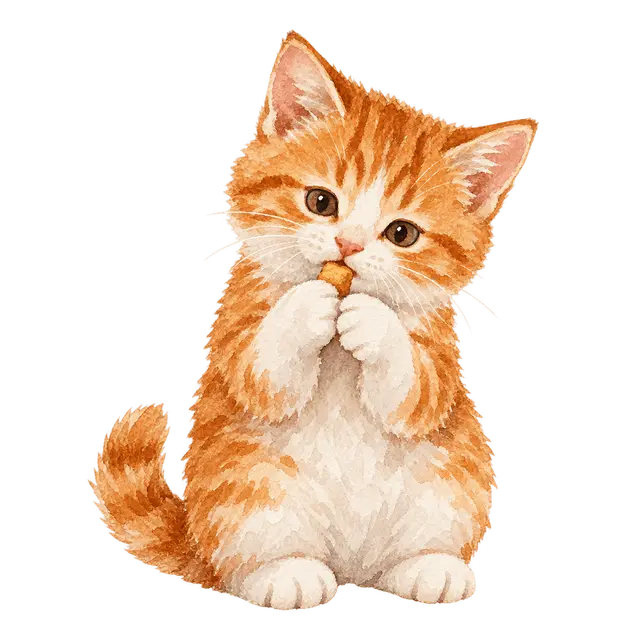 水彩のねこ（たべている）