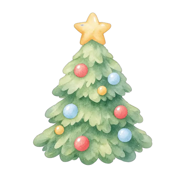 水彩のクリスマスツリー