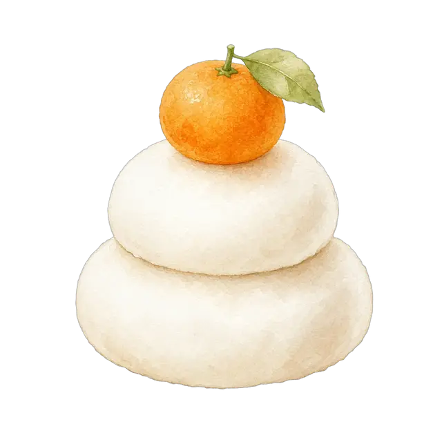 水彩のかがみもち