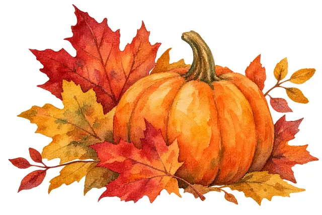 10月のかぼちゃと紅葉イラスト