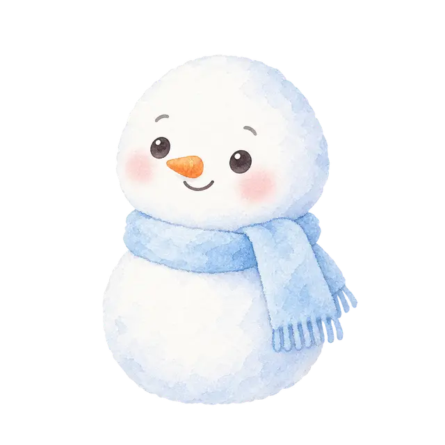 水彩のゆきだるま